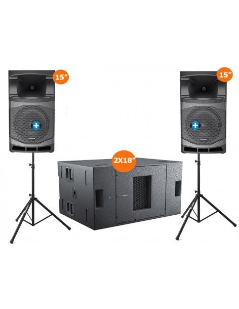 DENVER 2.1 DISCO SHOW 7200W EQUIPO DE SONIDO 2X15" + SUBWOOFER DOBLE 2X18