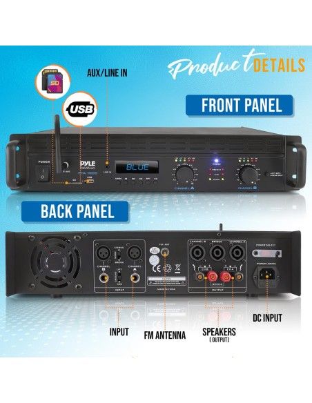Pyle PTA1000 bt Etapa de potencia 1000w con Bluetooth - 2