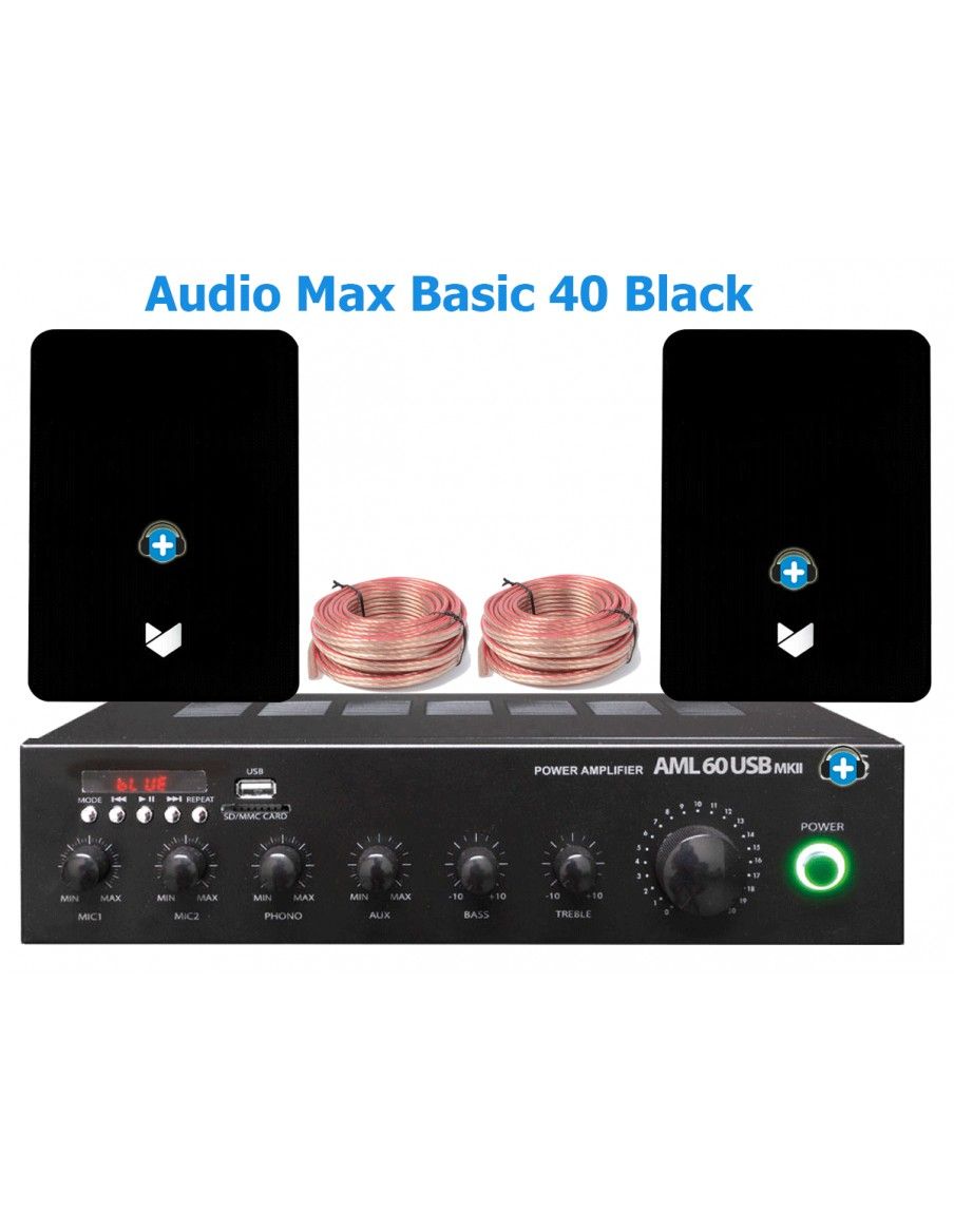 Audio Max Basic 40 Black - Kit Instalación de Audio para locales de 40m² - 12