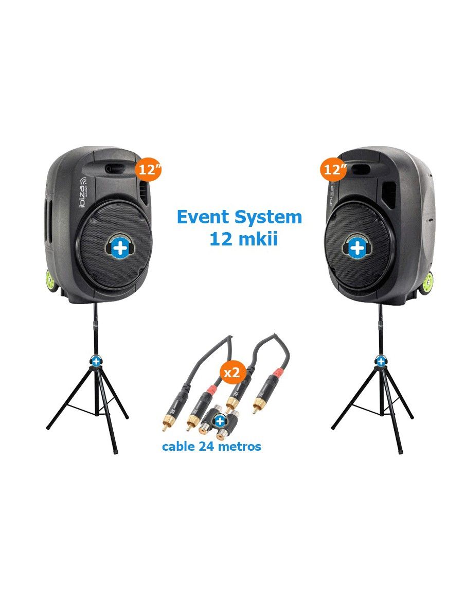 Pack Ibiza Sound Port 12 VHF MkII - 2 altavoces - Pack Event System 12 mkii