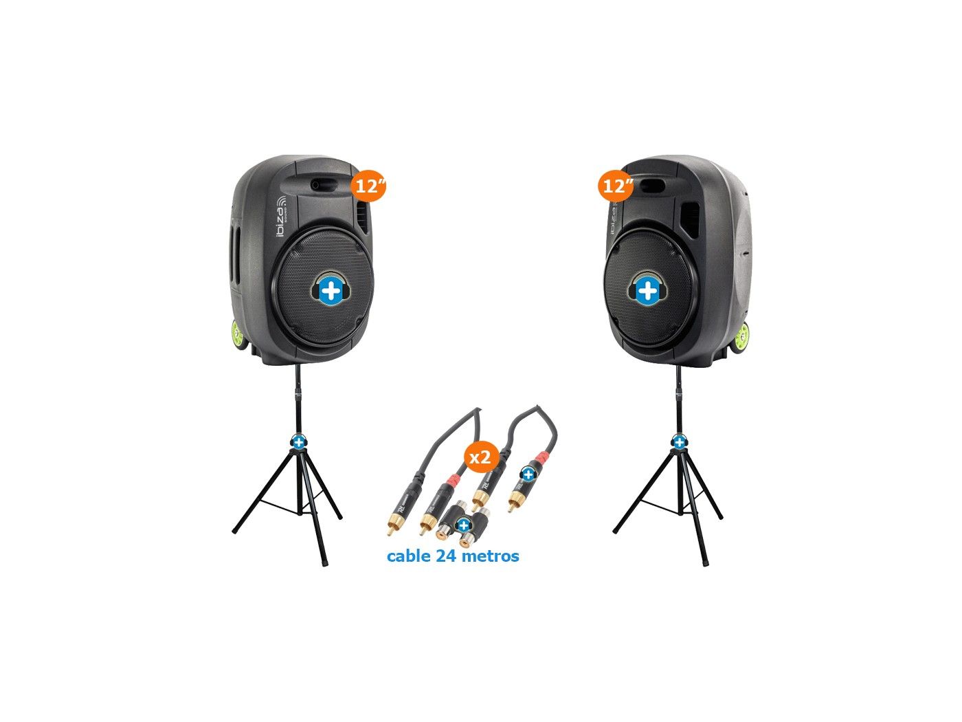 Pack Ibiza Sound Port 12 VHF MkII - 2 altavoces - Pack Event System 12 mkii