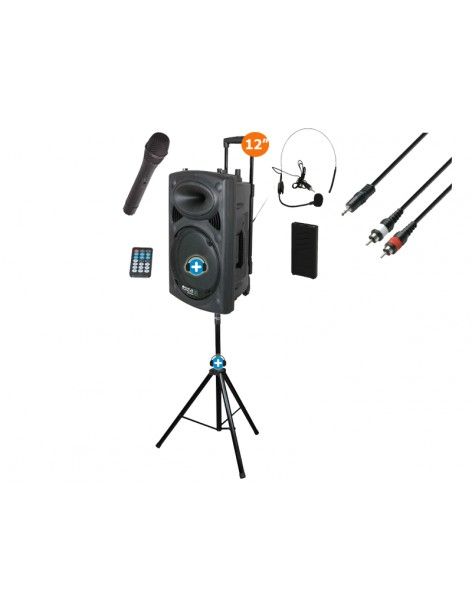 Pack Ibiza Port 12 VHF - Altavoz portatil Bluetooth con bateria de 12 pulgadas