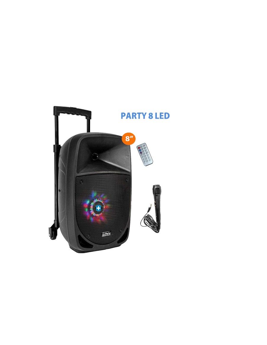 Party Light & Sound PARTY-8LED ALTAVOZ PORTATIL 8’’/20CM - 300W CON USB, BLUETOOTH, FM Y MICRO - 6