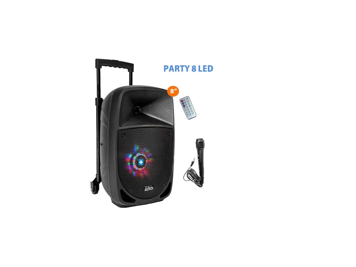 PARTY-8LED Enceinte portable 300W + Usb Bluetooth Fm Micro