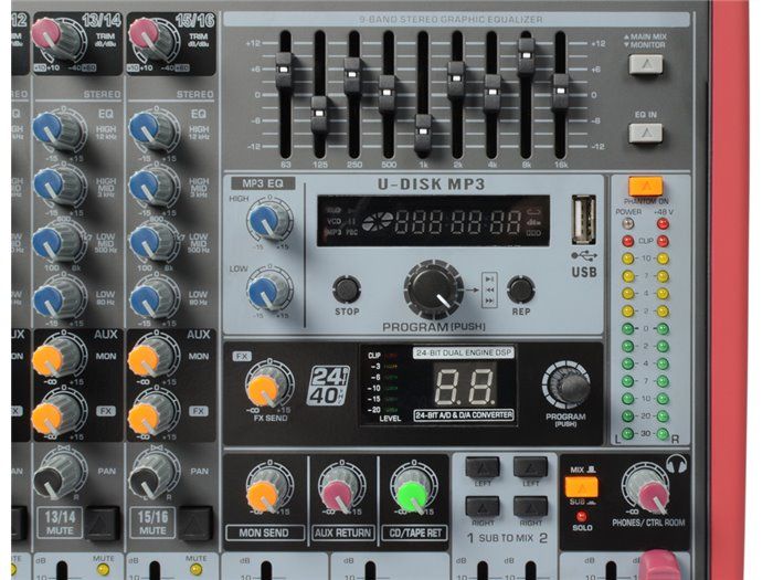 Power Dynamics PDM-S1203 Mezclador Escenario 12 canales DSP/MP3- USB Entrada/Salida