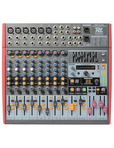Power Dynamics PDM-S1203 Mezclador Escenario 12 canales DSP/MP3- USB Entrada/Salida