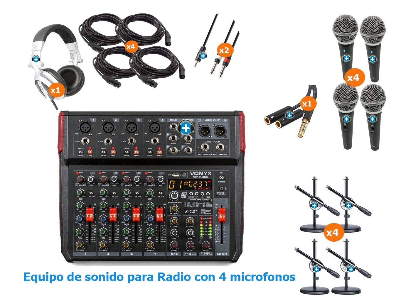 Radio 4 Radio por internet para colegios con 4 microfonos - 2
