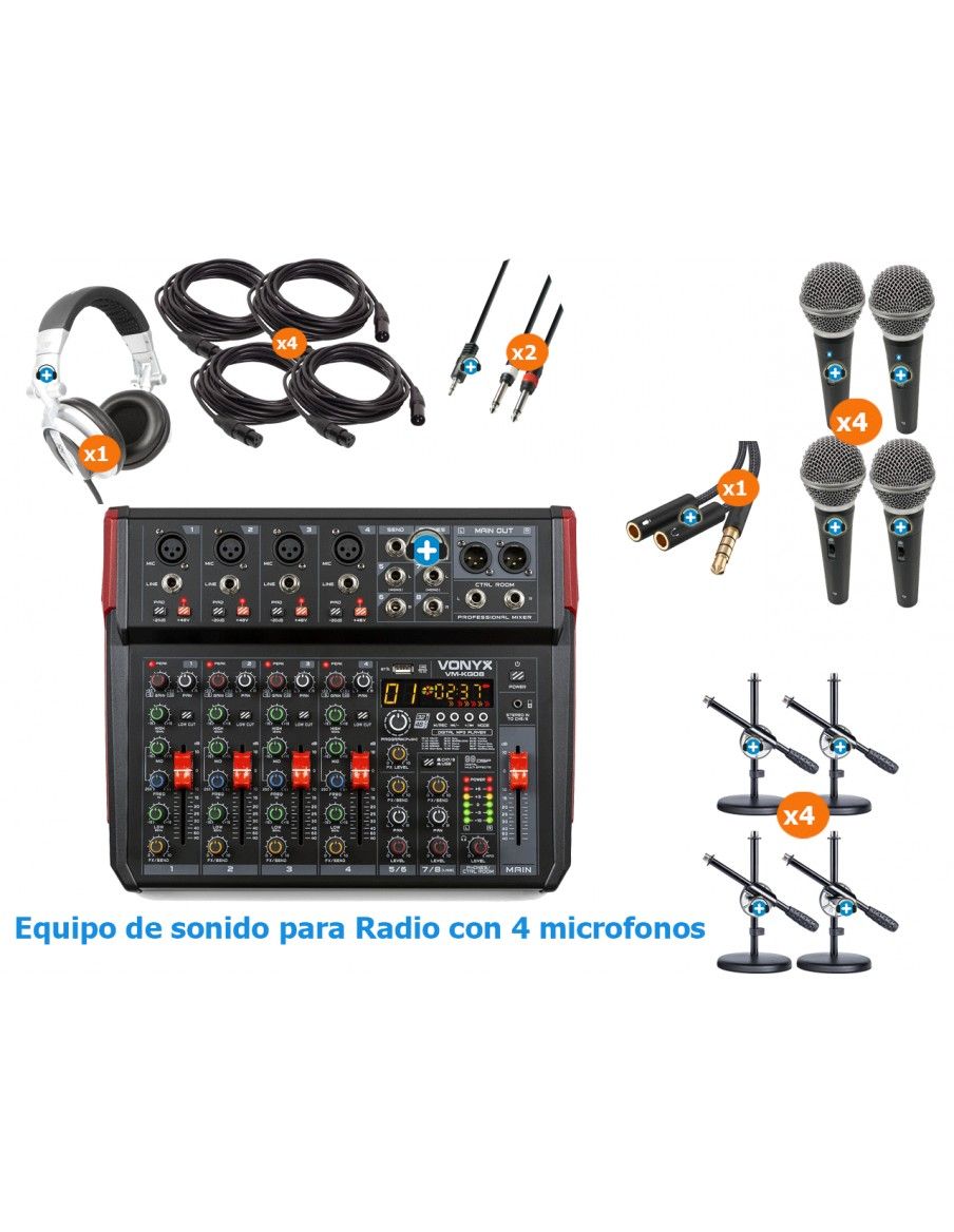 Radio 4 Radio por internet para colegios con 4 microfonos - 2