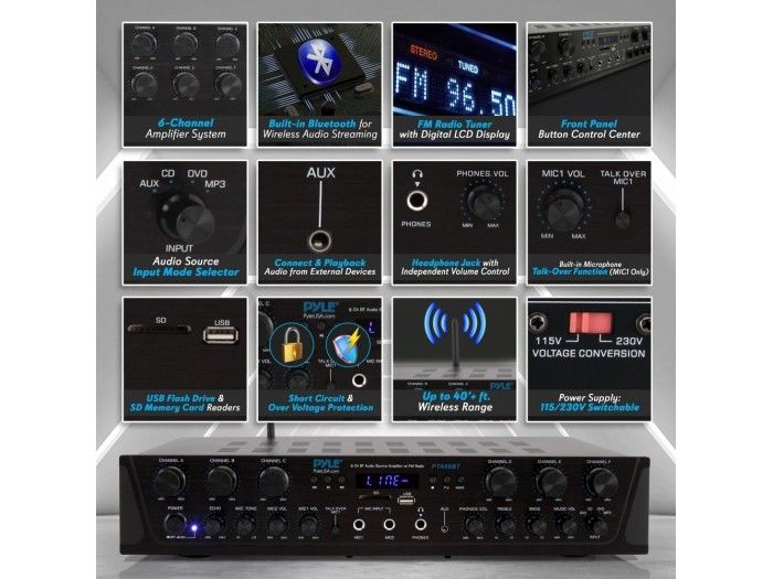 EQUIPO DE SONIDO PASADENA 60 WHITE HILO MUSICAL 6 ZONAS - 6 altavoces 6 pulgadas - 12