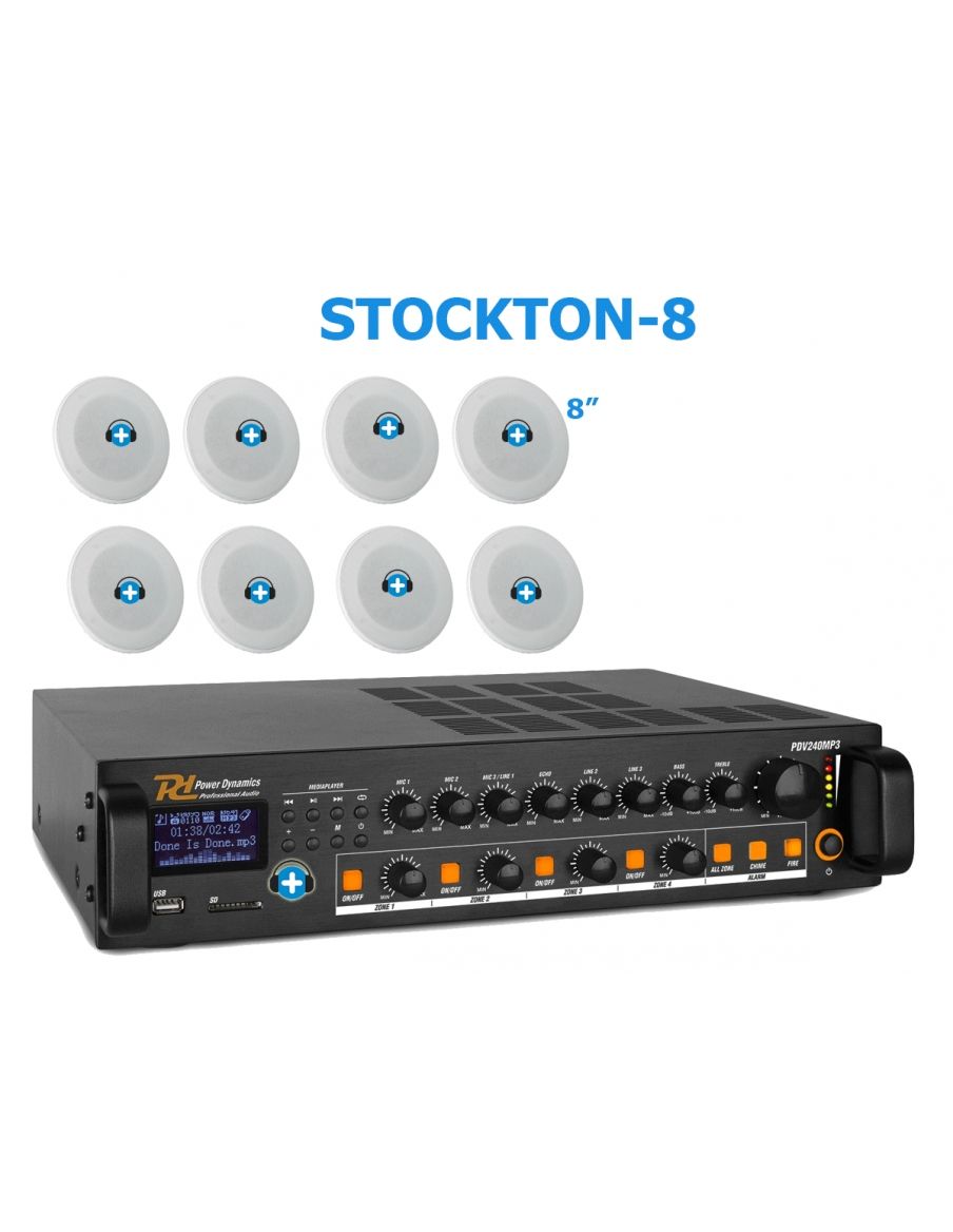 Pack de Hilo Musical -STOCKTON-8 - Altavoces de linea de 100v - 2