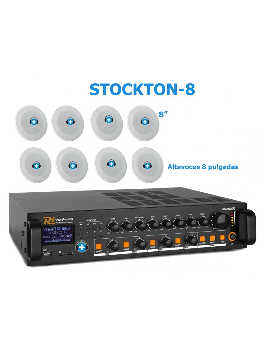 Pack de Hilo Musical -STOCKTON-8 - Altavoces de linea de 100v - 3