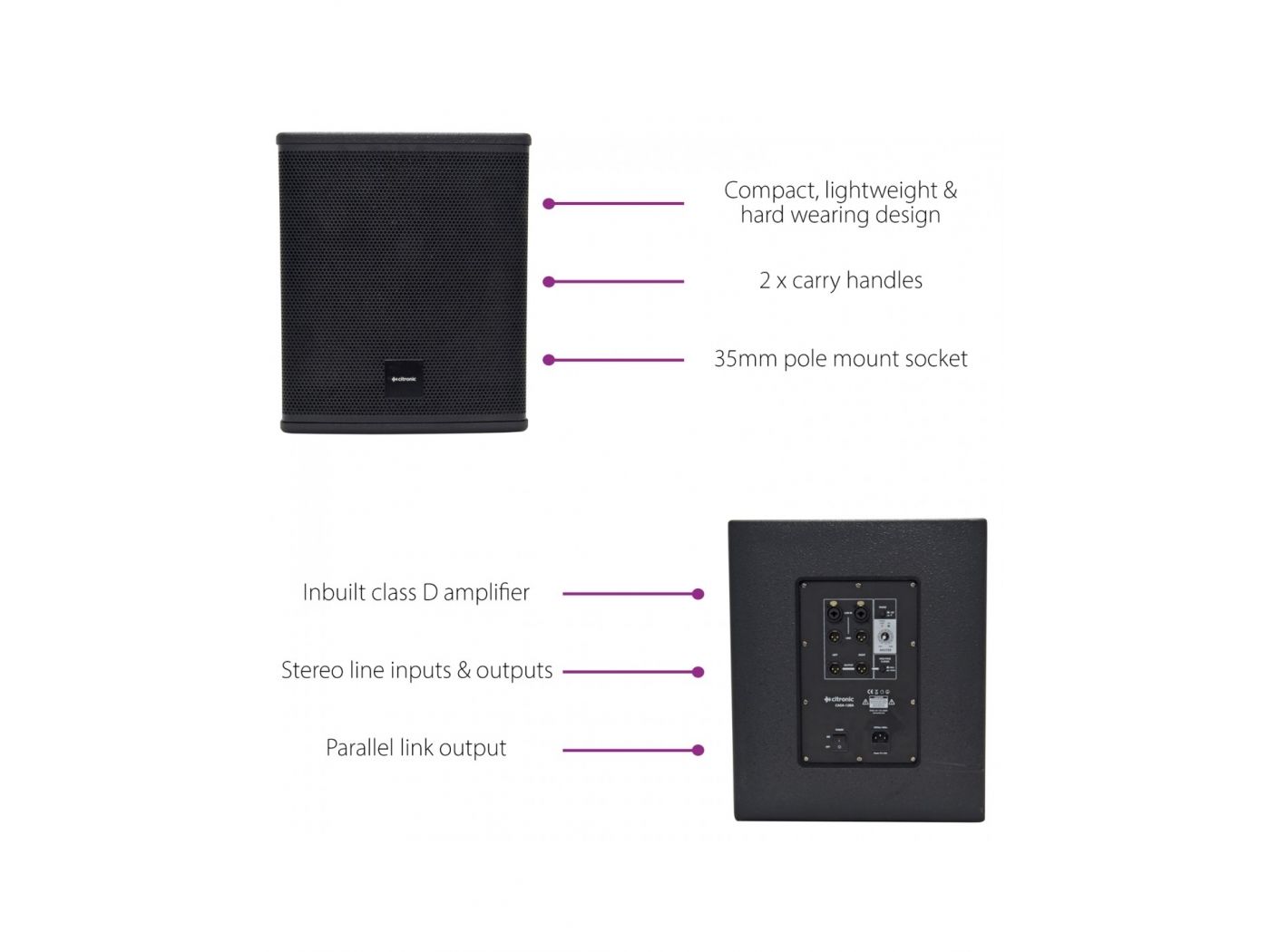 CITRONIC CASA-12BA Subwoofer Activo 12" 400W RMS - 8