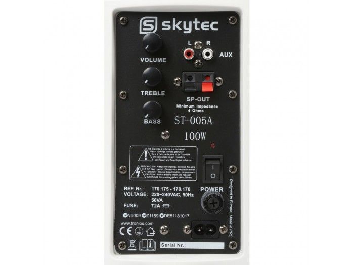 SKYTEC Altavoces Amplificados 100w Blanco Pareja 170175 Skytec - 2