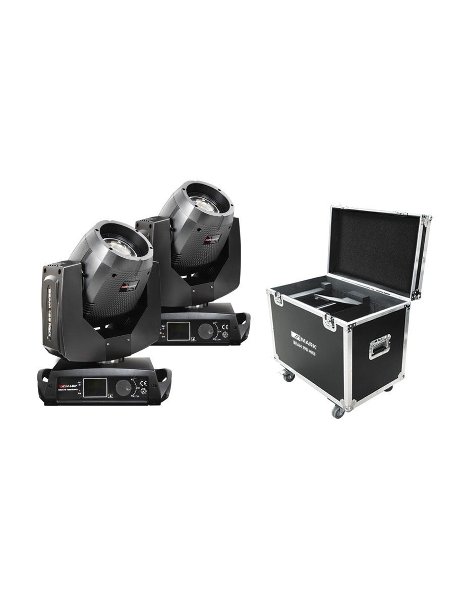 MARK 2 x BEAM 198 MKII + RACK Pack compuesto por 2 cabezas móviles BEAM 198 MKII y flightcase de transporte