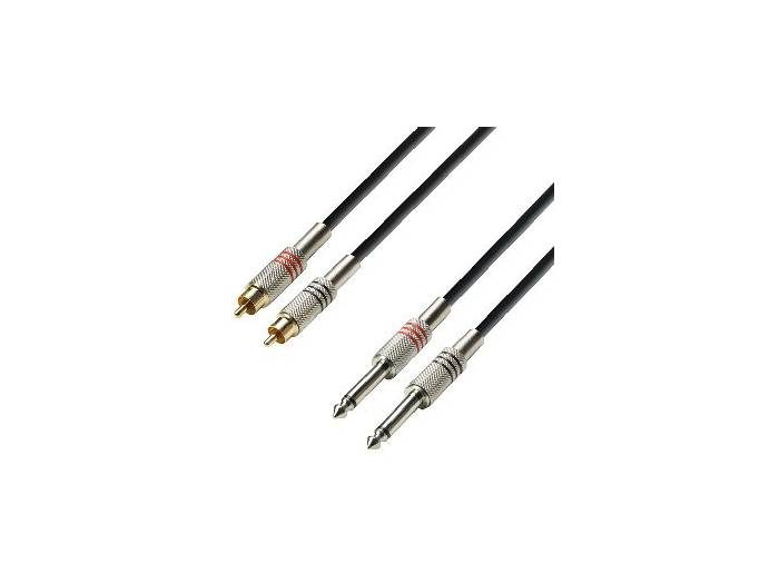 Adam Hall Cable de audio 2 RCA a 2 Jack 6,3 mm - 1 metro - K3TPC0100 - 1
