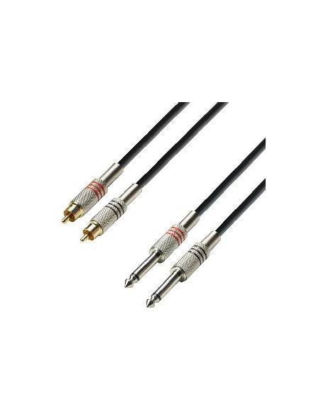 Adam Hall Cable de audio 2 RCA a 2 Jack 6,3 mm - 1 metro - K3TPC0100 - 1