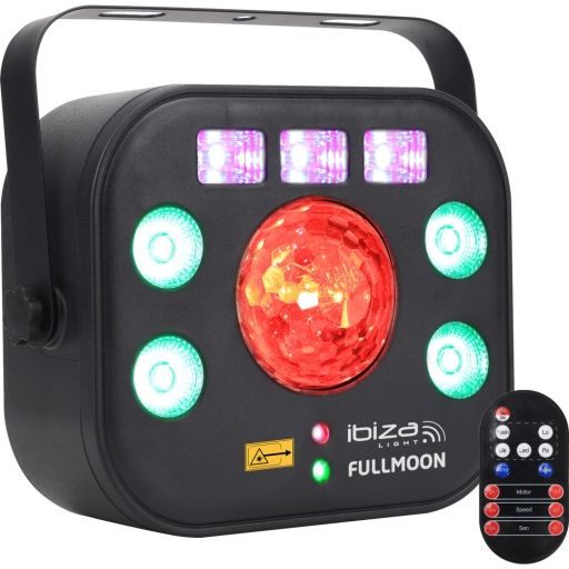 IBIZA FULLMOON EFECTO DE ILUMINACION DMX 5-EN-1 CON EFECTO WASH, UV, LASER R+G, STROBO & ASTRO - 1