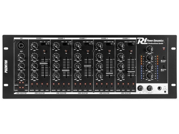 Power Dynamics PDZM700 Mezclador instalacion de 6 canales USB 4 zonas 172750 - 4