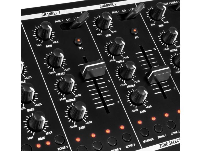 Power Dynamics PDZM700 Mezclador instalacion de 6 canales USB 4 zonas 172750 - 6