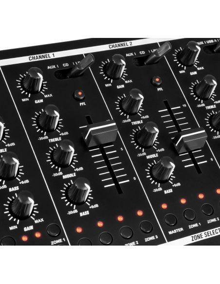 Power Dynamics PDZM700 Mezclador instalacion de 6 canales USB 4 zonas 172750 - 6