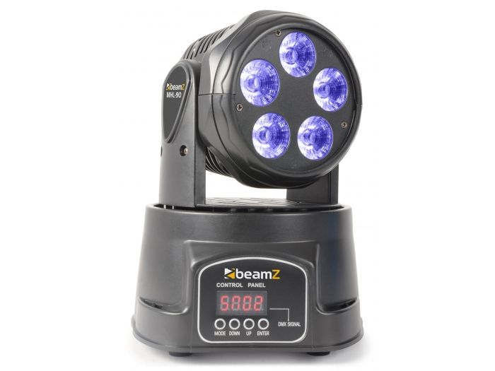 Beamz MHL90 Mini Cabeza Movil wash 5x 18W RGBAW-UV LEDs 