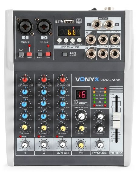 Vonyx VMM-K402 Mezclador de directo 4 canales con DSP 172585