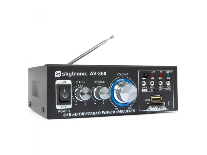 Skytronic AV360 Mini amplificador con FM/SD/USB/MP3