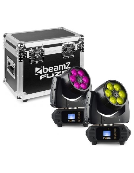 Beamz Fuze610Z Set 2 pcs Cabeza Movil Wash 6x 10W LED con Zoom en Flightcase