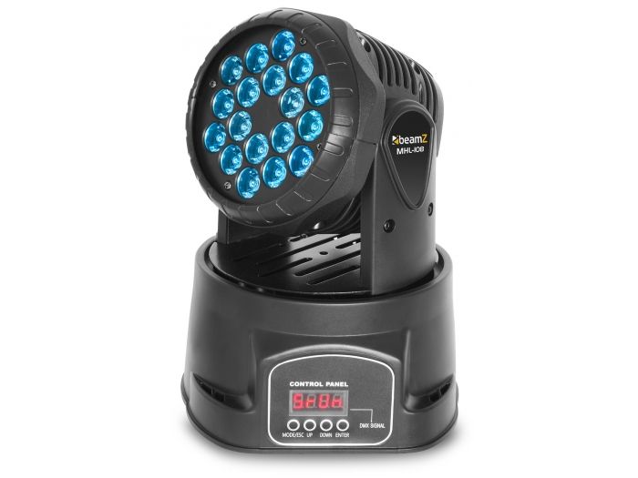 Beamz Cabeza movil MHL108 Wash 18x 3W RGB 11 canales DMX