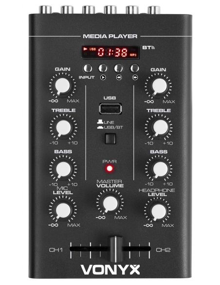 Vonyx STM500BT Mezclador 2 canales, BT, MP3, Display 172974