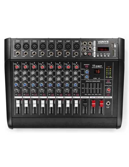 Vonyx AM8A 8 Channel Amplified Mixer BT | Mas Que Sonido