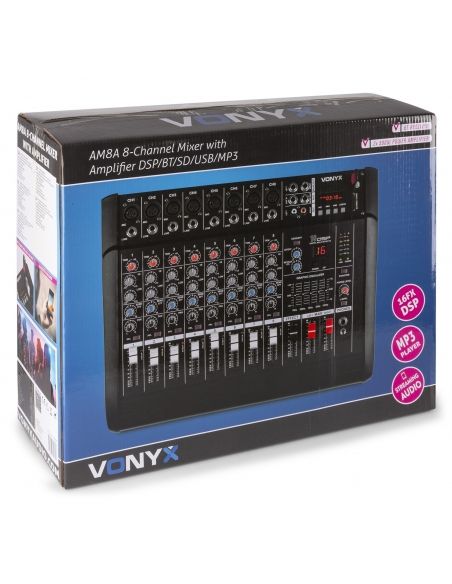 Vonyx AM8A 8 Channel Amplified Mixer BT | Mas Que Sonido