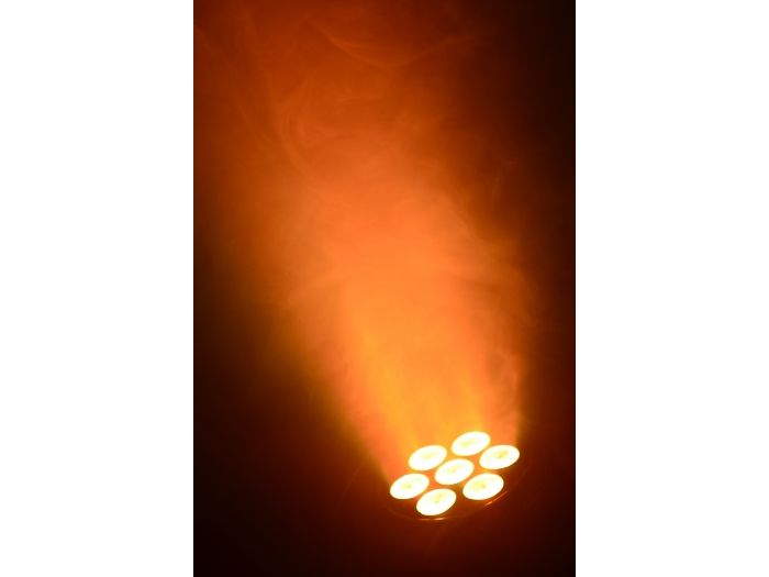 Beamz MHL74 Mini Cabeza Movil Wash 7X 10W DMX 12 Canales Quad LED Blanco 