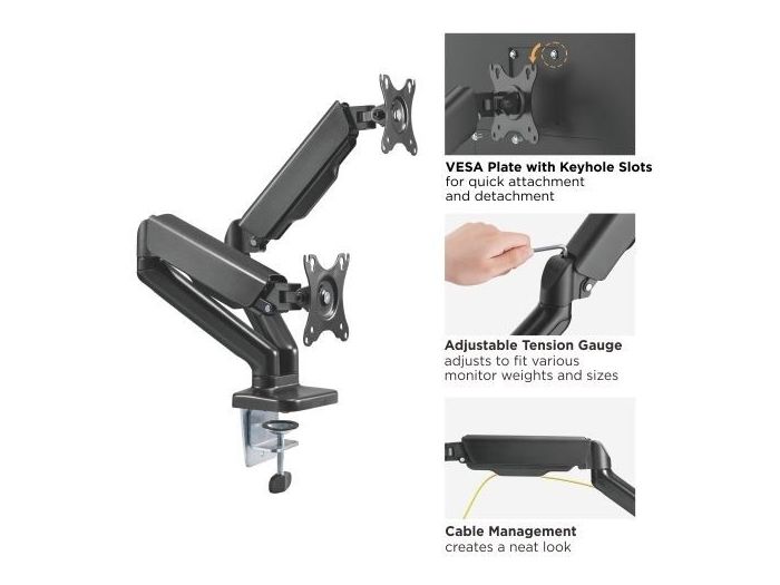 Audizio MAD20G Brazo Doble para Monitor con amortiguador de gas 17”- 32” 129150