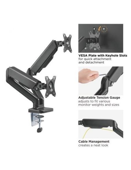 Audizio MAD20G Brazo Doble para Monitor con amortiguador de gas 17”- 32” 129150
