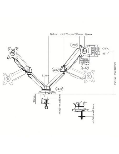 Audizio MAD20G Brazo Doble para Monitor con amortiguador de gas 17”- 32” 129150