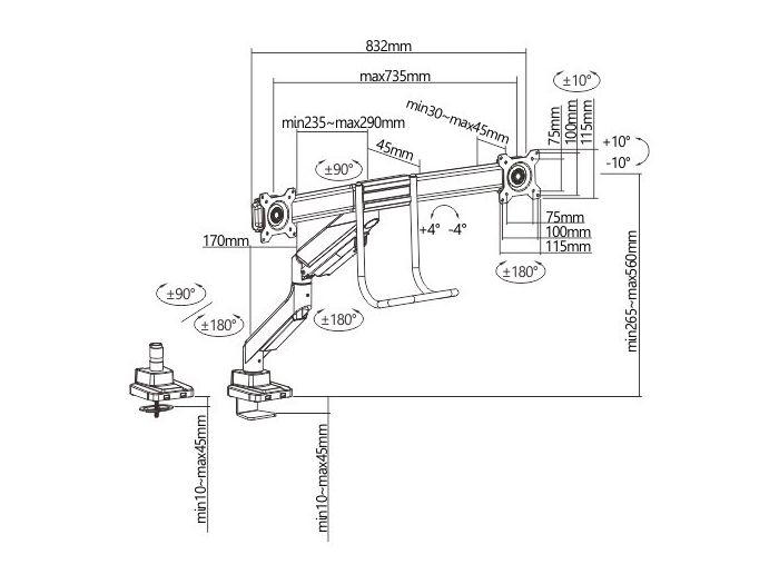 Audizio MAD20F Brazo para dos monitores con asa 17-32" 129161 - 5