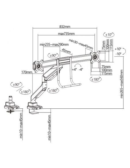Audizio MAD20F Brazo para dos monitores con asa 17-32" 129161 - 5