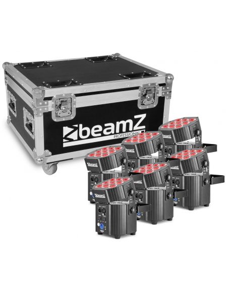 Beamz BBP60 Conjunto Focos, 6pcs en Flightcase con cargador 