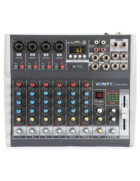 Vonyx VMM-K802 Mezclador de directo 8 canales con DSP 172590