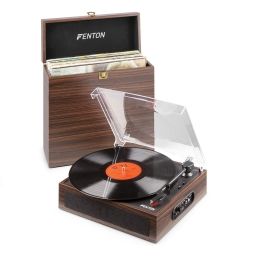 Fenton RP170D Giradiscos con caja de almacenaje de vinilos Madera oscura 102166 - 1 2