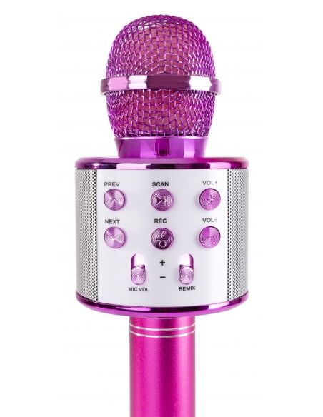 Max KM01 Micrófono de Karaoke con altavoz incorporado BT/MP3 Rosa 