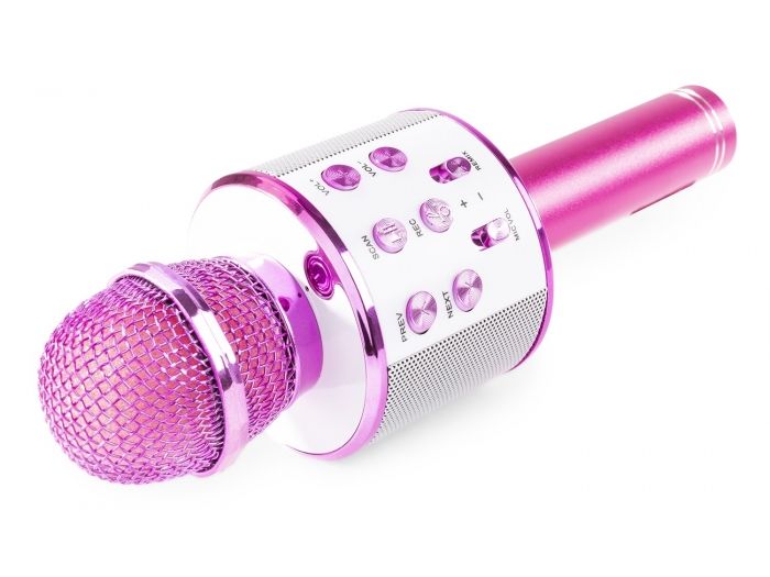 Max KM01 Micrófono de Karaoke con altavoz incorporado BT/MP3 Rosa 