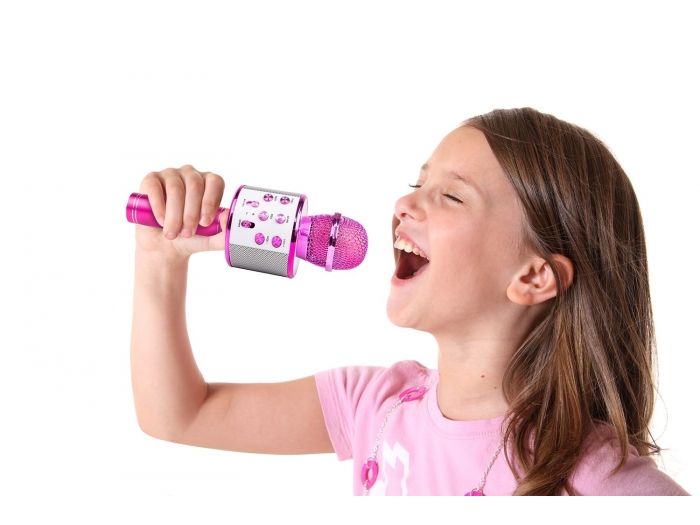 Max KM01 Micrófono de Karaoke con altavoz incorporado BT/MP3 Rosa 