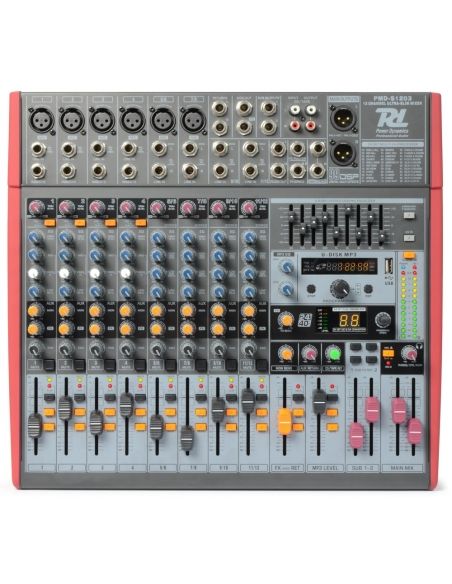Power Dynamics PDM-S1203 Mezclador Escenario 12 canales  DSP/MP3- USB Entrada/Salida | Mas Que Sonido