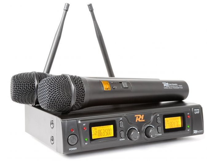 Power Dynamics PD782 Microfono Inalambrico UHF 2x 8 Canales con 2 Micrófonos  | Mas Que Sonido