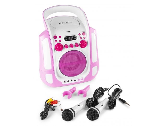 Fenton SBS30P Sistema Karaoke con CD y 2 micros Rosa 130172 - 3