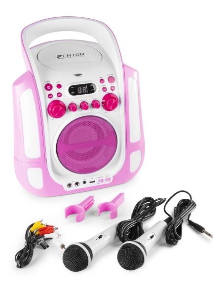 Fenton SBS30P Sistema Karaoke con CD y 2 micros Rosa 130172 - 3