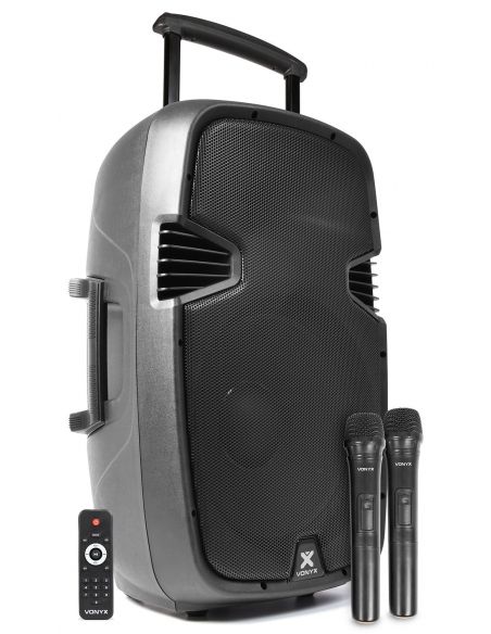 Vonyx SPJ-PA915 Bafle movil activo ABS 15" 2 micros UHF/USB/MP3 170080 - 1