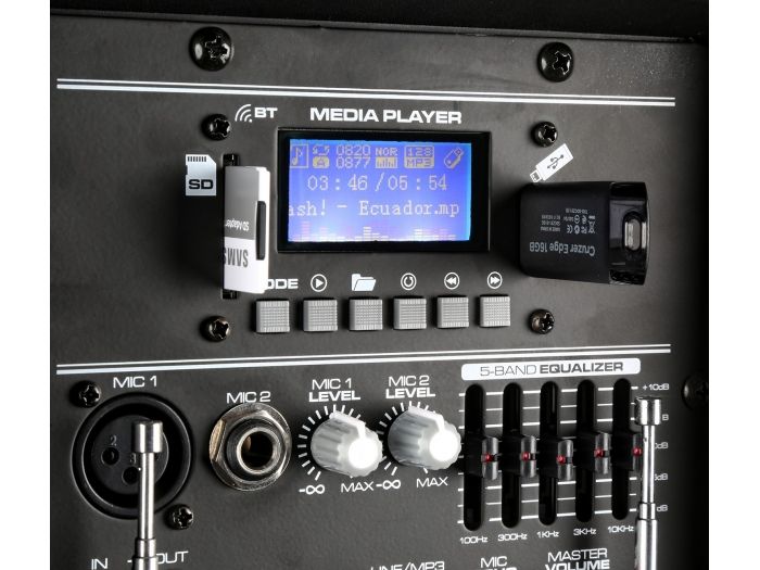 Vonyx SPJ-PA915 Bafle movil activo ABS 15" 2 micros UHF/USB/MP3 170080 - 7